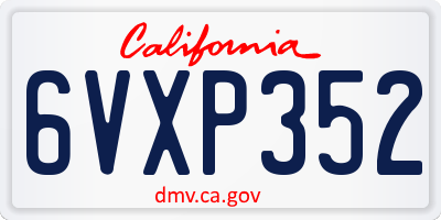 CA license plate 6VXP352