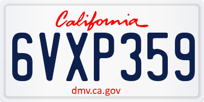 CA license plate 6VXP359