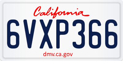 CA license plate 6VXP366