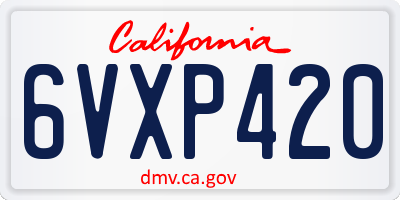 CA license plate 6VXP420