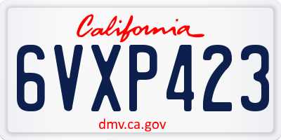 CA license plate 6VXP423