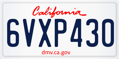 CA license plate 6VXP430