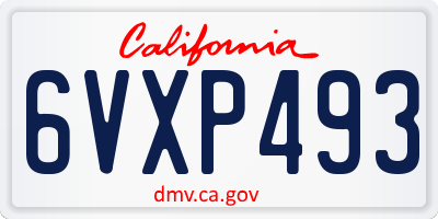 CA license plate 6VXP493