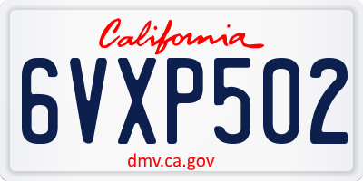 CA license plate 6VXP502