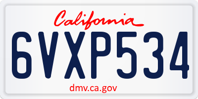 CA license plate 6VXP534