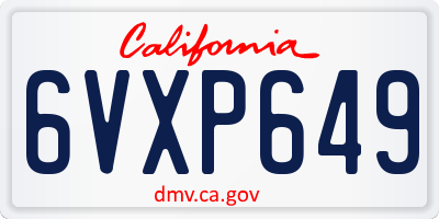 CA license plate 6VXP649