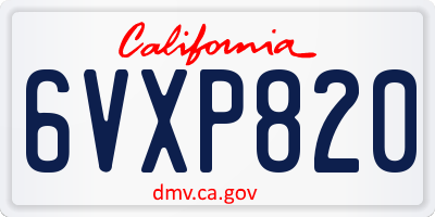 CA license plate 6VXP820