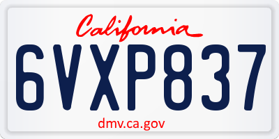 CA license plate 6VXP837