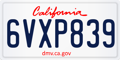CA license plate 6VXP839