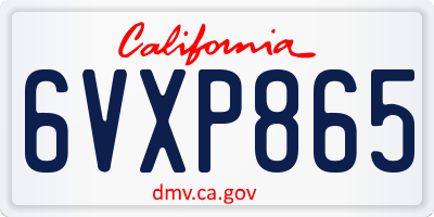 CA license plate 6VXP865