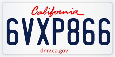 CA license plate 6VXP866