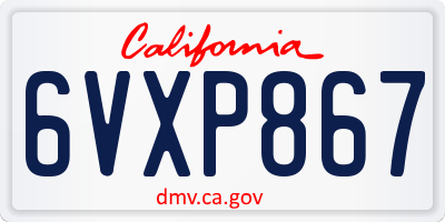 CA license plate 6VXP867