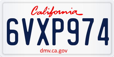 CA license plate 6VXP974