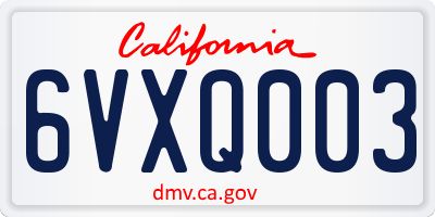 CA license plate 6VXQ003