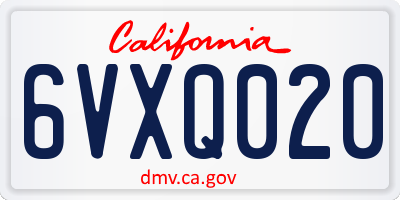 CA license plate 6VXQ020