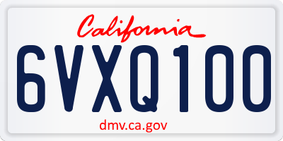 CA license plate 6VXQ100