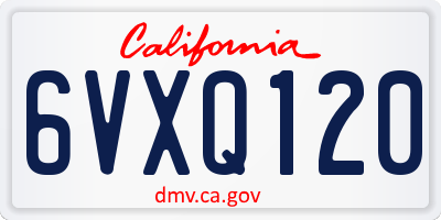 CA license plate 6VXQ120