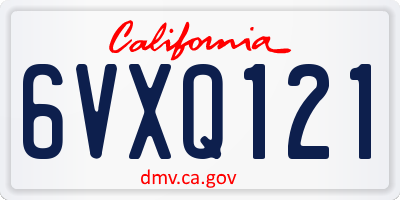 CA license plate 6VXQ121