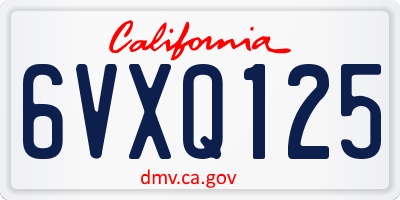 CA license plate 6VXQ125