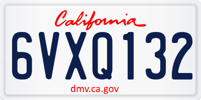 CA license plate 6VXQ132