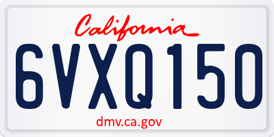 CA license plate 6VXQ150