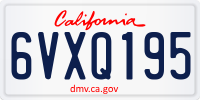 CA license plate 6VXQ195