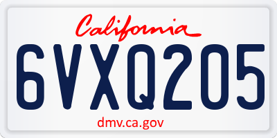 CA license plate 6VXQ205