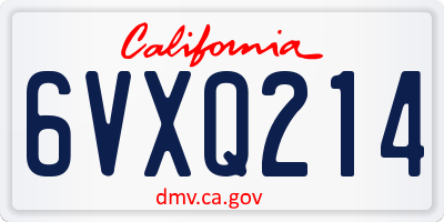 CA license plate 6VXQ214