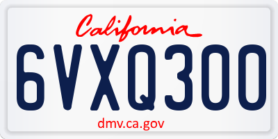 CA license plate 6VXQ300