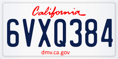 CA license plate 6VXQ384