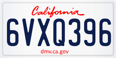 CA license plate 6VXQ396