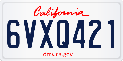 CA license plate 6VXQ421
