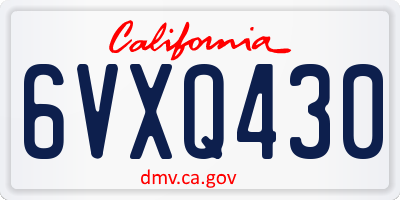 CA license plate 6VXQ430