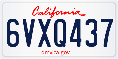 CA license plate 6VXQ437