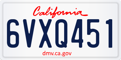 CA license plate 6VXQ451