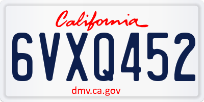 CA license plate 6VXQ452