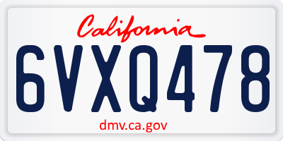 CA license plate 6VXQ478