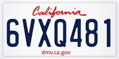 CA license plate 6VXQ481