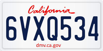 CA license plate 6VXQ534