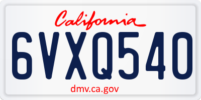 CA license plate 6VXQ540