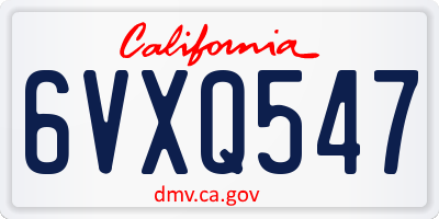 CA license plate 6VXQ547