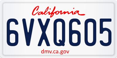 CA license plate 6VXQ605