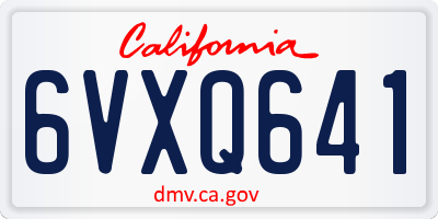 CA license plate 6VXQ641