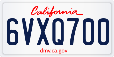 CA license plate 6VXQ700