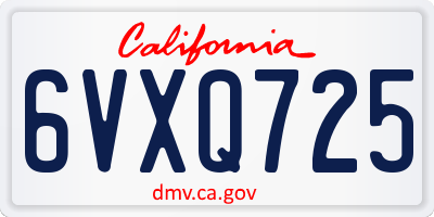 CA license plate 6VXQ725