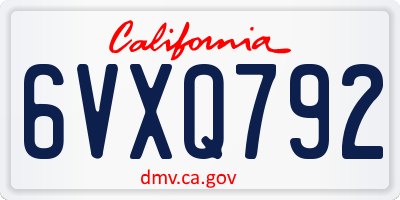 CA license plate 6VXQ792