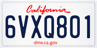 CA license plate 6VXQ801