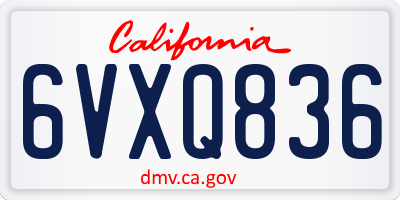 CA license plate 6VXQ836