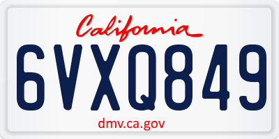 CA license plate 6VXQ849