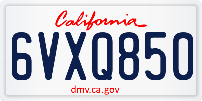 CA license plate 6VXQ850